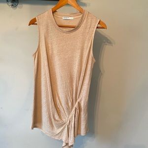 Stateside tunic with side rouching. Semi-sheer knit fabric.